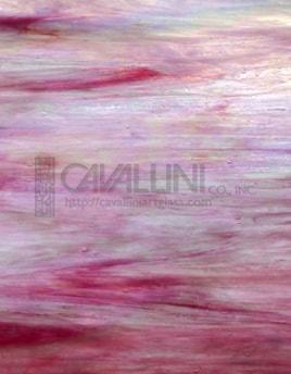 Wissmach Glass WO-7 IRID 32x42 Pink/White Wispy Iridescent full stock sheet