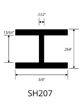 Lead Came H-Channel Flat MAYCO (SH 207) 3/8" Singles